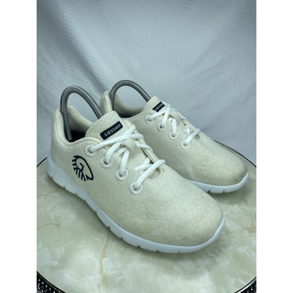 Giesswein Merino Runner Wool Lace Up Sneakers Womens 7 Cream White Walking Shoes